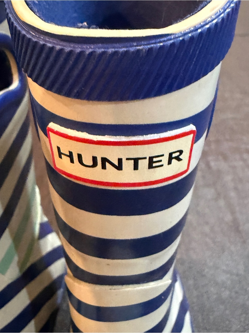 Hunter Kids Blue, White & Mint Striped Rain Boots - Picture 3 of 10